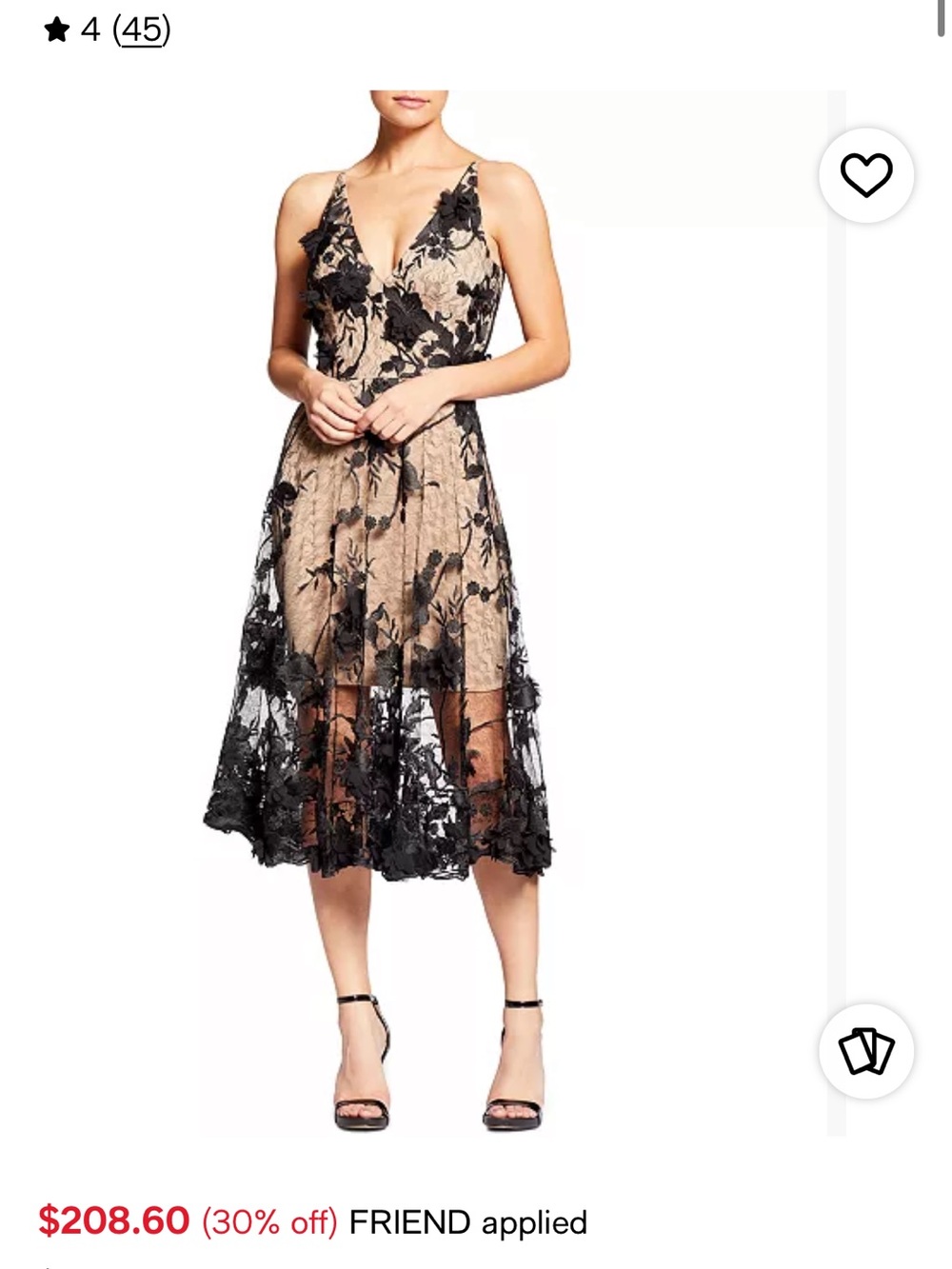 Dress the Population Black Lace-Overlay Midi Dress on Nude